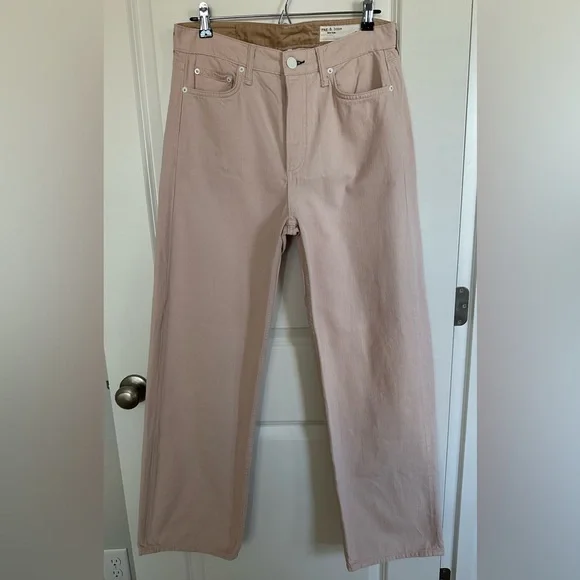 Rag & Bone New York Blush Pink Mid-Rise Wide Leg Button Fly Jeans- size 28. - Picture 2 of 11